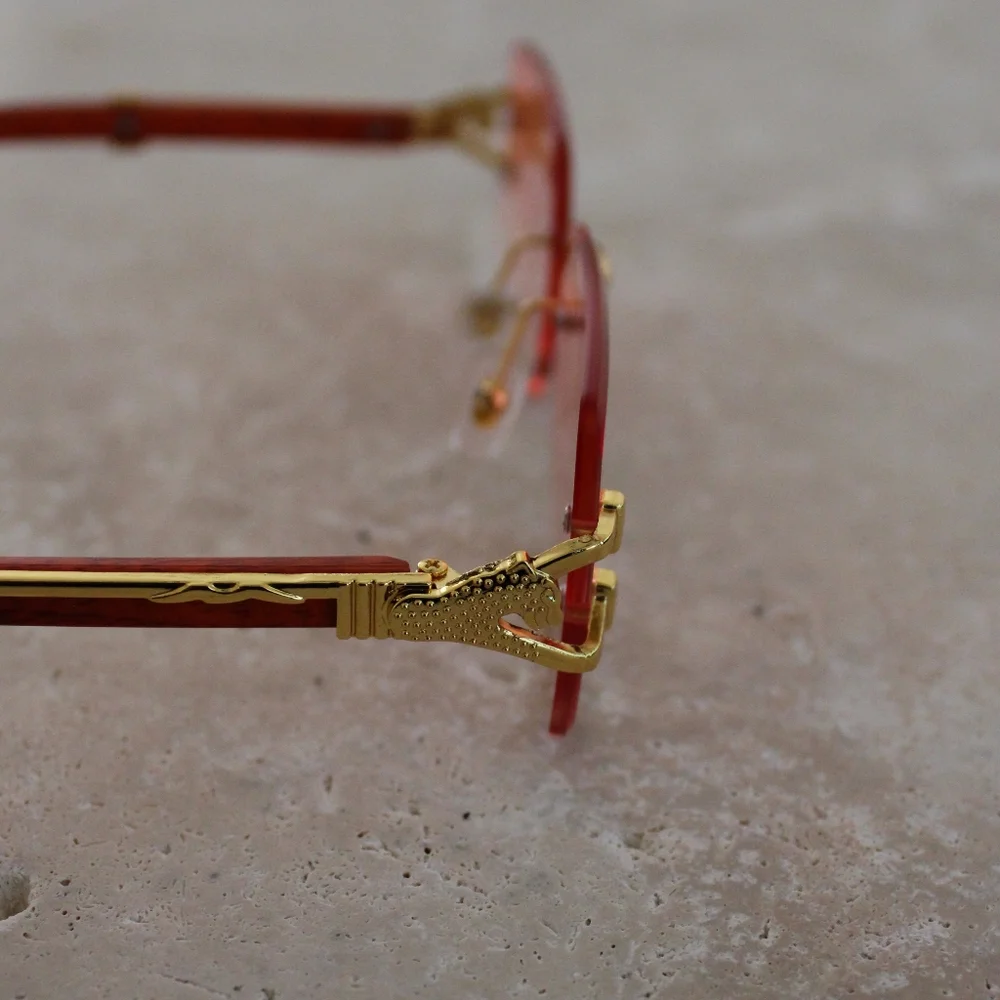 Cartier Rimless Redish Pink Gradient Sunglasses - Picture 10 of 13